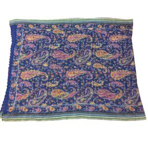 Paisley Wool Cashmere Scarf Wrap Boho Coastal Cowgirl Coastal Lagenlook